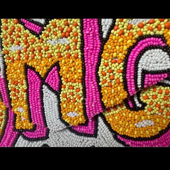 OMG! Pop Art style Beaded Clutch | neon colors | Hand Crafted | fun | kitschy - Picture 2 of 5